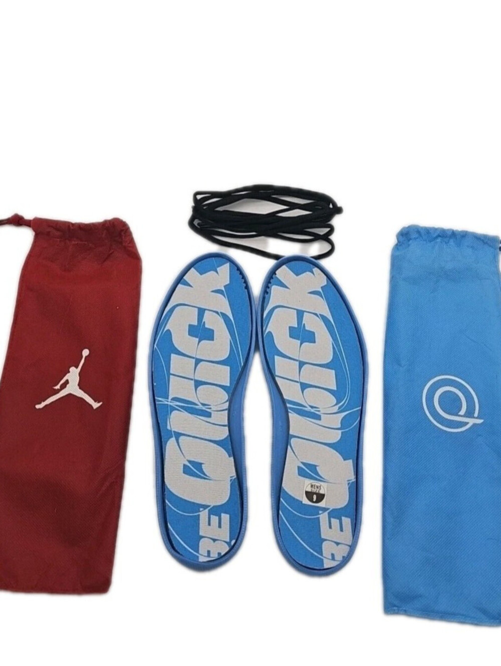Brand new Blue Be Quick insoles for AJ 2011 with red & blue Jumpman storage bags